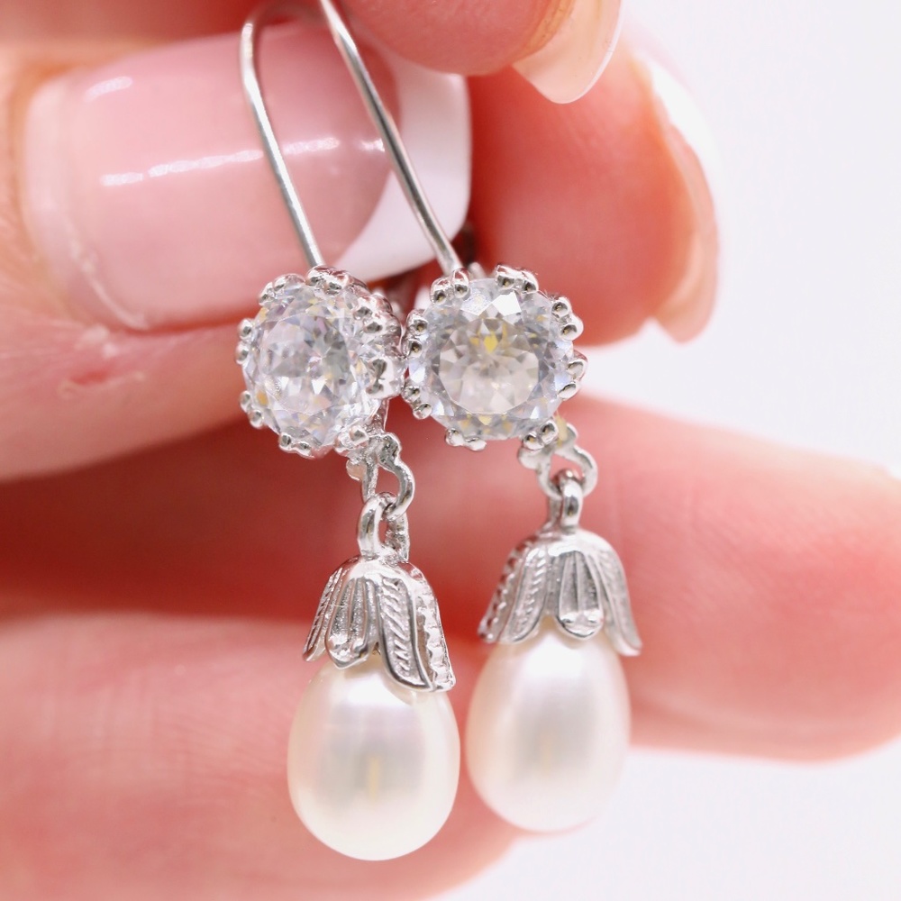 Tacori Diamonique and Pearl Earrings
